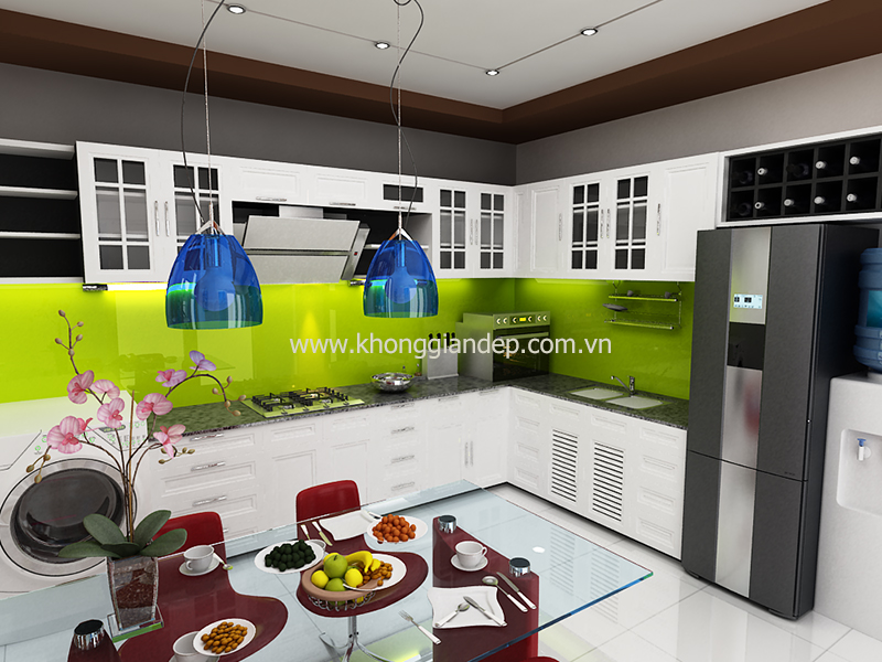 Gian bếp phá cách với tông màu nổi bần&nbsp;bật