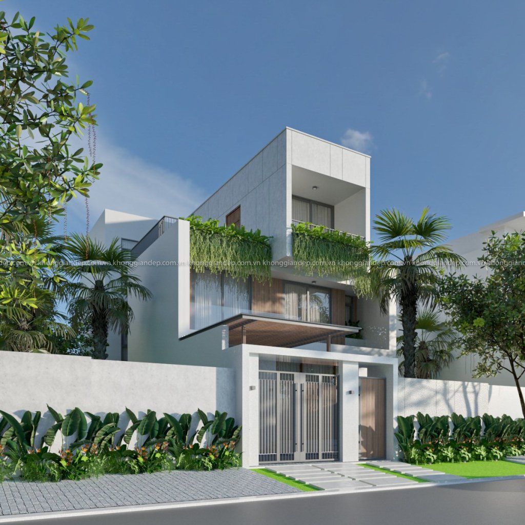 Biệt thự 3 tầng nổi bật với kiến trúc hình khối độc&nbsp;đáo