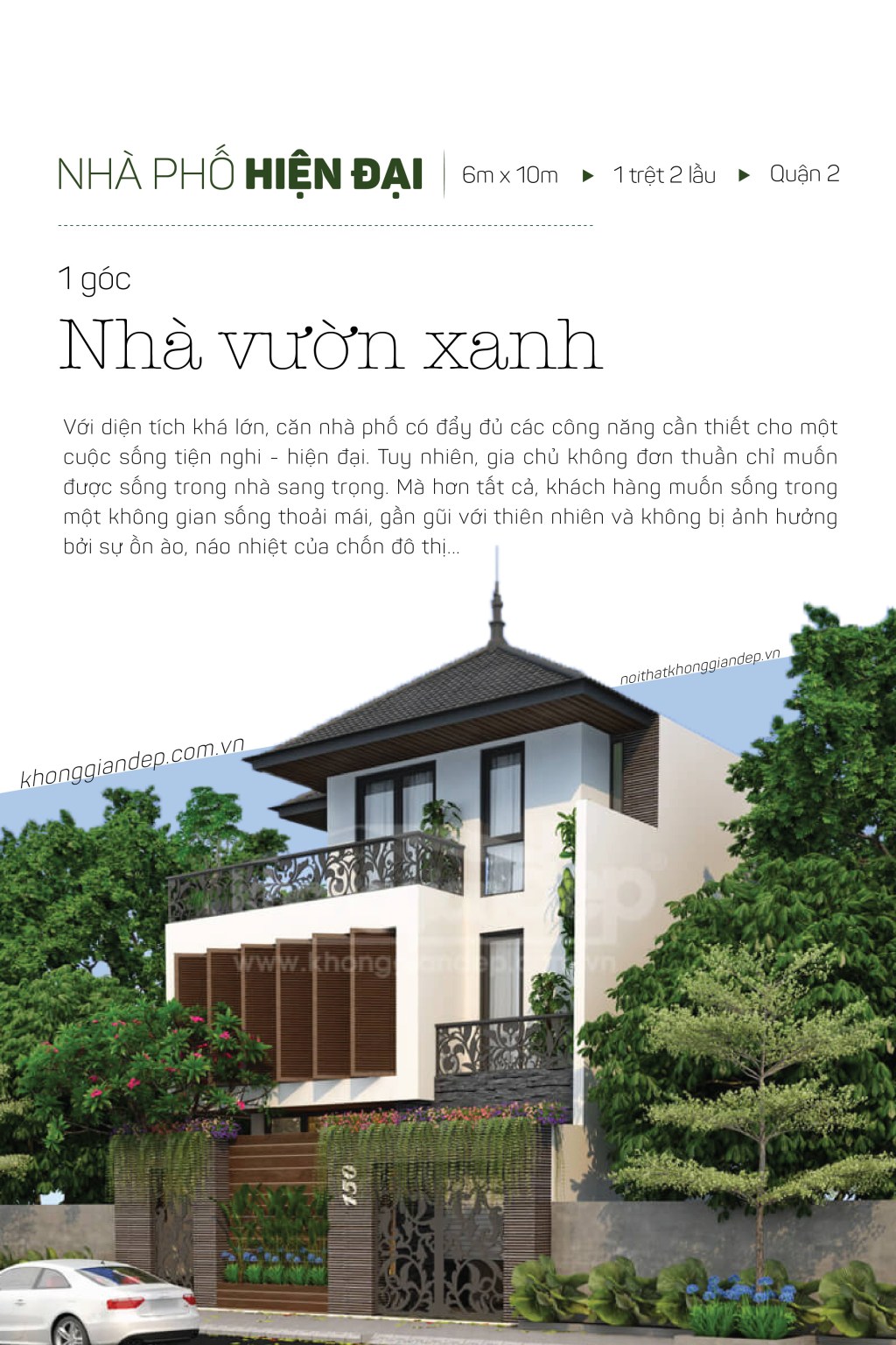 Thiết kế nhà phố hiện đại Quận 2: Một góc nhà vườn&nbsp;xanh